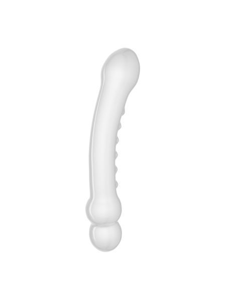 zakrzywione przezroczyste dildo z wypustkami 17 cm - 6