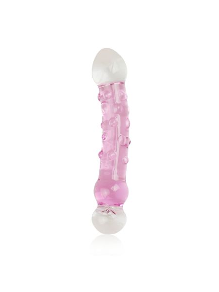 Zakrzywione różowe dildo zabawka z wypustkami 17cm - 2