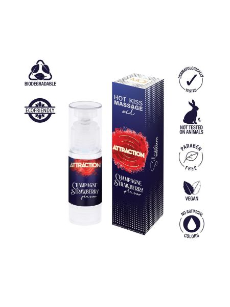 Żel jadalny do masażu Hot Kiss Smak Truskawka 50ML - 4