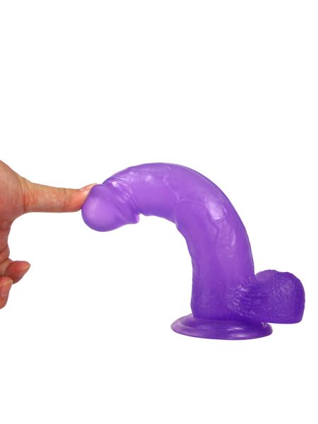 Żelowe duże dildo z przyssawką giętki fioletowe - 3