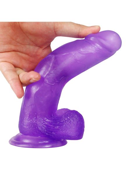 Żelowe duże dildo z przyssawką giętki fioletowe - 6