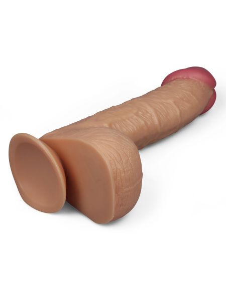 Duży żylasty cielisty penis dildo z jądrami przyssawką 28,5 cm - 3