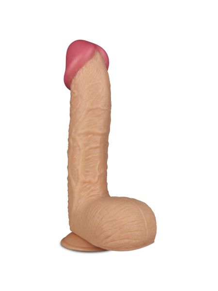 Duży żylasty cielisty penis dildo z jądrami przyssawką 28,5 cm - 4