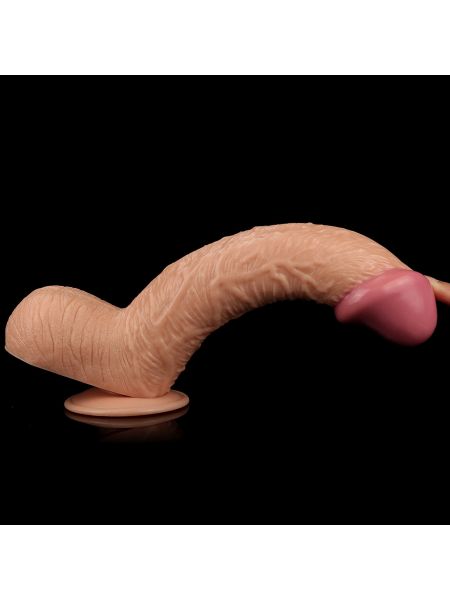 Duży żylasty cielisty penis dildo z jądrami przyssawką 28,5 cm - 6