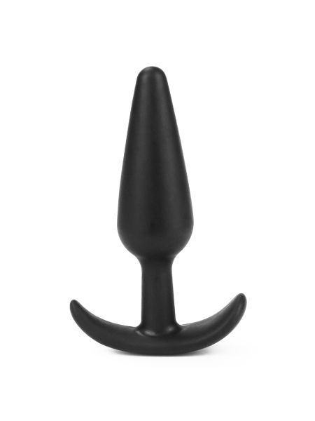 Korek analny silikonowy z uchwytem czarny 11 cm - 2