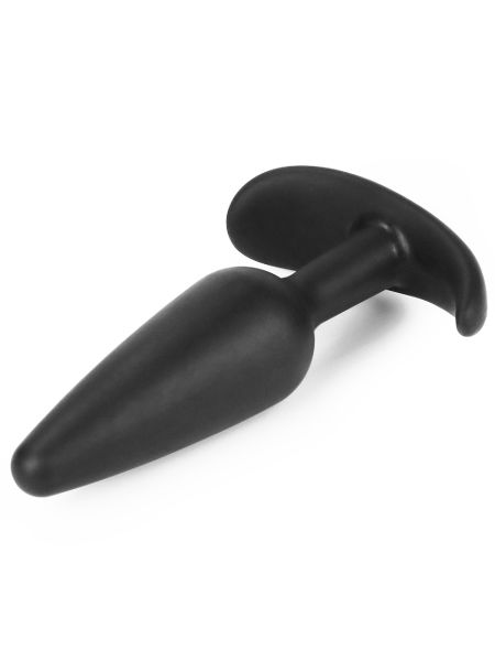 Korek analny silikonowy z uchwytem czarny 11 cm - 3