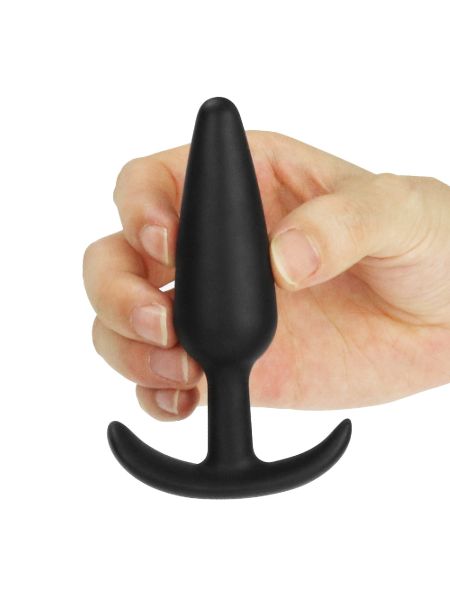 Korek analny silikonowy z uchwytem czarny 11 cm - 7
