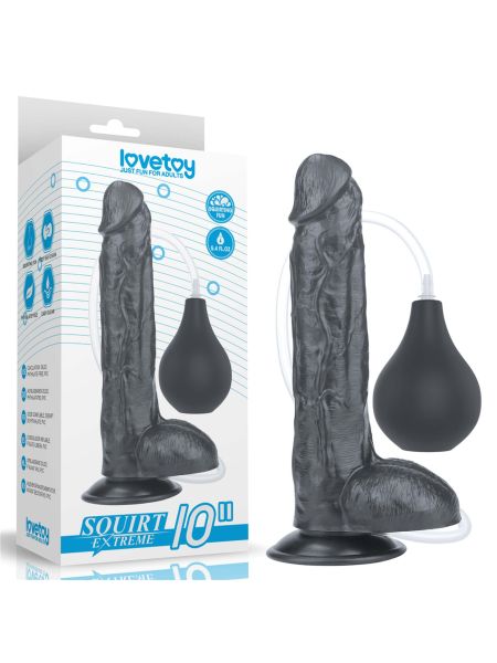 Żylasty czarny penis z przyssawka wytryskiem 20 cm - 6