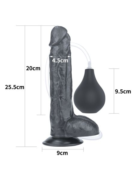 Żylasty czarny penis z przyssawka wytryskiem 20 cm - 2