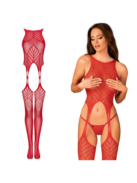 Koronkowe bodystocking erotyczny czerwone  XL/XXL - 7