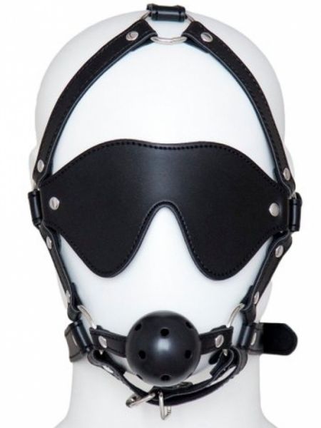 Maska na oczy z kneblem kulkowym uprzęż BDSM - 2