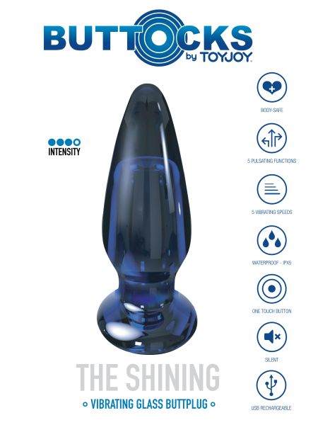 Szklany wibrujący korek analny sex buttplug 11cm - 10