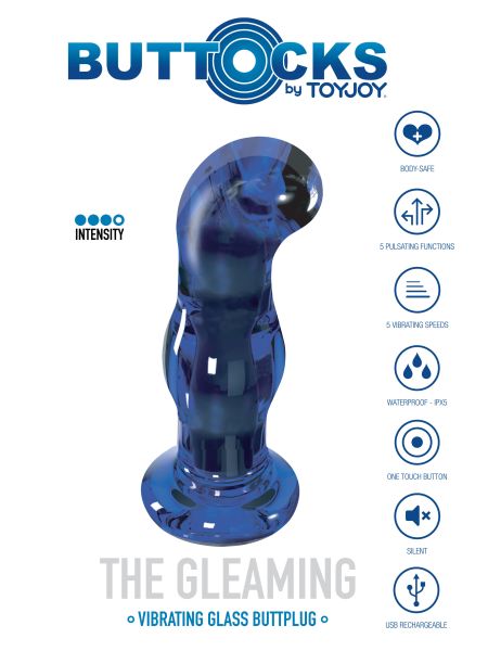 Szklany wibrujący korek analny plug 5 trybów 11 cm - 10