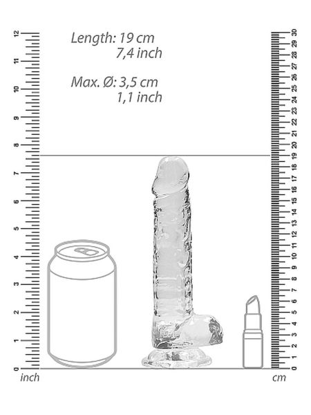 Przezroczyste dildo gumowe z prostym trzonem 19cm - 3