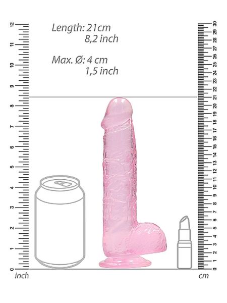 Dildo realistyczne z przyssawką i jądrami różowe 21cm - 6