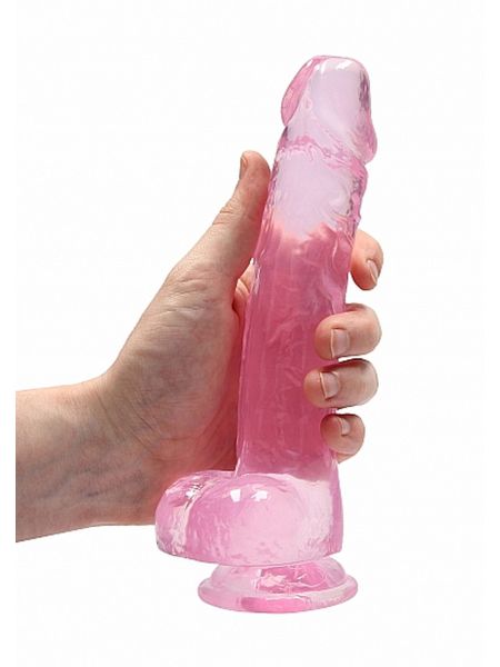 Dildo realistyczne z przyssawką i jądrami różowe 21cm