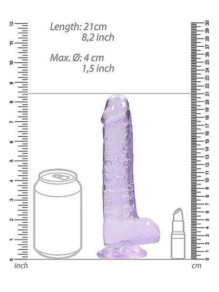 Dildo realistyczne z przyssawką i jądrami fioletowe 21cm - 6