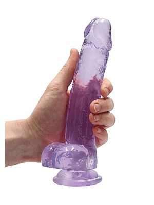 Dildo realistyczne z przyssawką i jądrami fioletowe 21cm