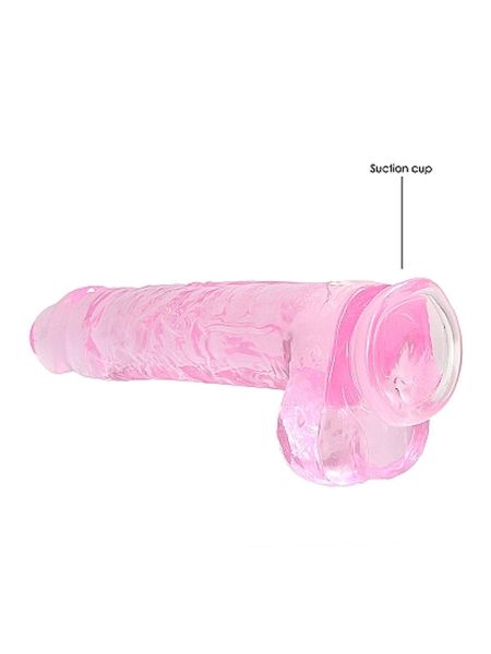 Dildo realistyczne z przyssawką jądrami żelowe różowe 25 cm - 6
