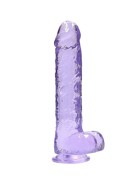 Dildo realistyczne z przyssawką jądra żelowe fioletowe 25cm - 3