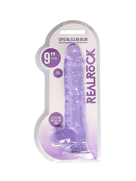 Dildo realistyczne z przyssawką jądra żelowe fioletowe 25cm - 2