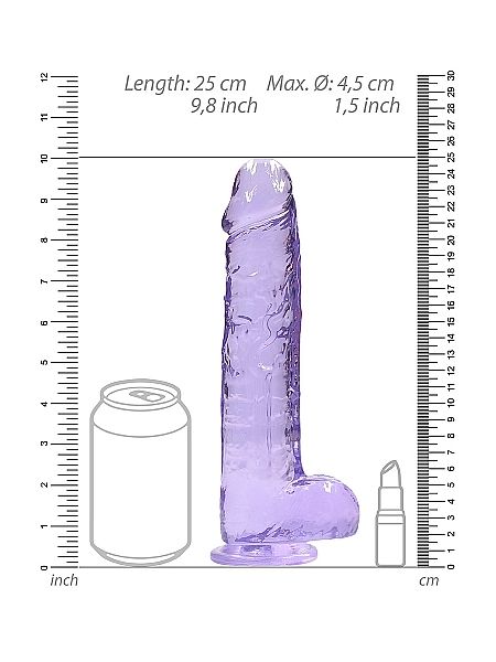 Dildo realistyczne z przyssawką jądra żelowe fioletowe 25cm - 7