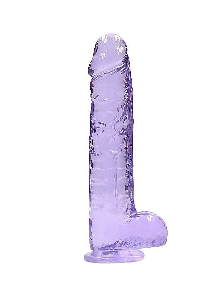 Dildo realistyczne z przyssawką jądra żelowe fioletowe 25cm - 4