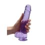 Dildo realistyczne z przyssawką jądra żelowe fioletowe 25cm - 2