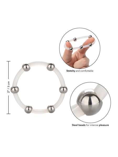 Steel Beaded Silicone Ring XL Transparent - 4