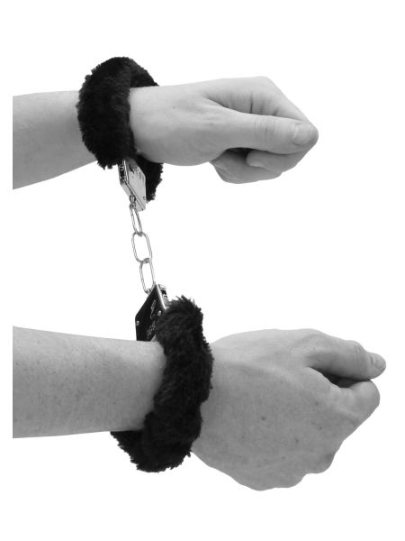 Pleasure Furry Hand Cuffs - With Quick-Release Button - 4