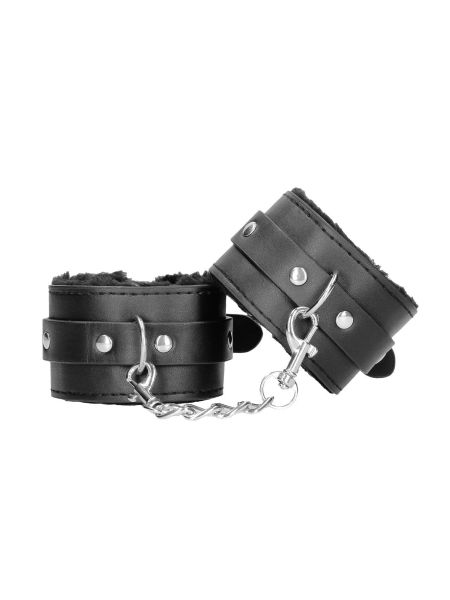 Plush Bonded Leather Hand Cuffs - With Adjustable Straps - 2