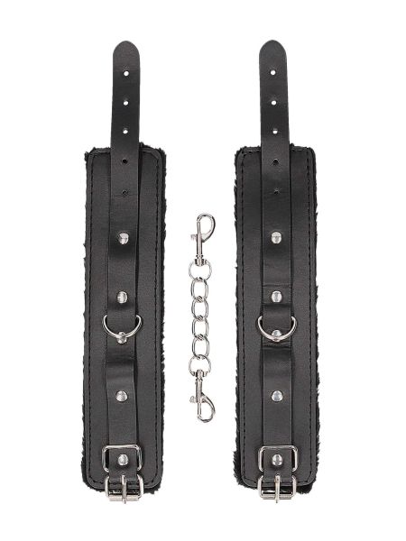 Plush Bonded Leather Hand Cuffs - With Adjustable Straps - 3