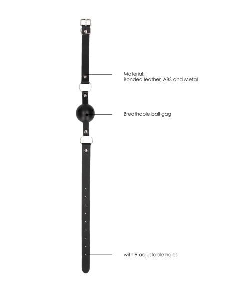 Oddychający knebel do krępowania ze skórzanymi paskami Ouch! - 4
