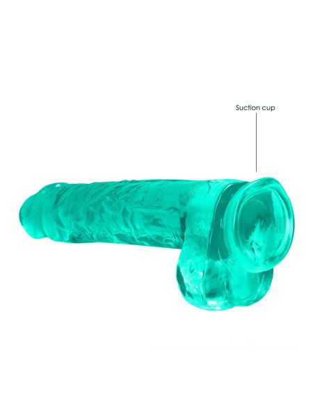 Dildo realistyczne z przyssawką jądrami żelowe zielone 25 cm - 6