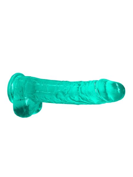 Dildo realistyczne z przyssawką jądrami żelowe zielone 25 cm - 5