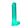 Dildo realistyczne z przyssawką jądrami żelowe zielone 25 cm - 4