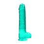 Dildo realistyczne z przyssawką jądrami żelowe zielone 25 cm - 5