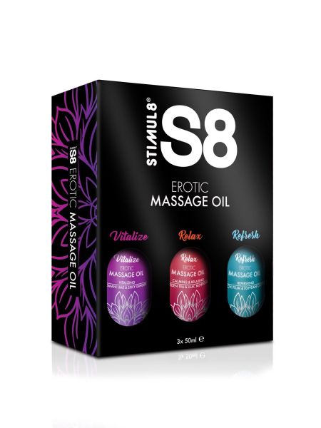 S8 Massage Oil Box 3x 50ml Multi flavour