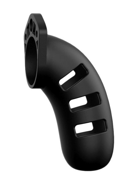 Model 21 - Chastity - 4.5"""" - Silicone Cock Cage - Black - 3