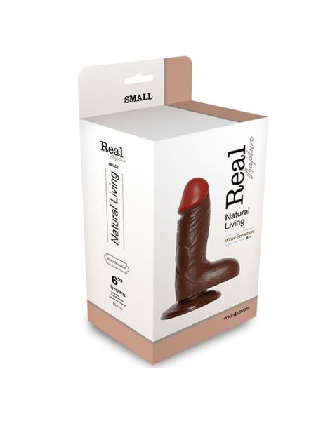 Ciemne brązowe dildo gruby penis z jądrami 17cm