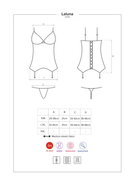 Czarny gorset stringi sex komplet obsessive s/m - 7