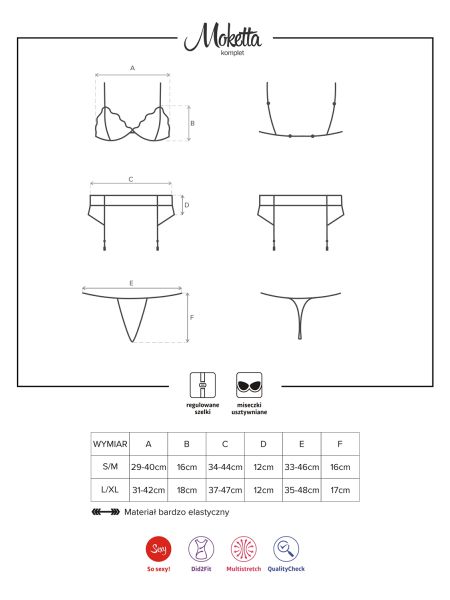 Czarny komplet stanik pas stringi obsessive l/xl - 7