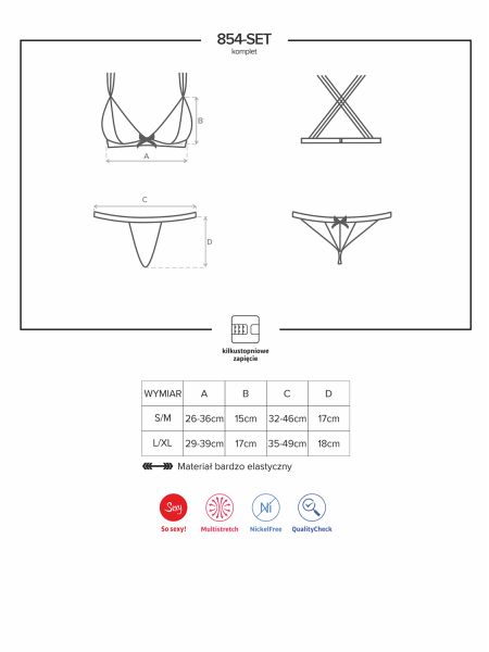 Czarny sex komplet stanik stringi obsessive l/xl - 7