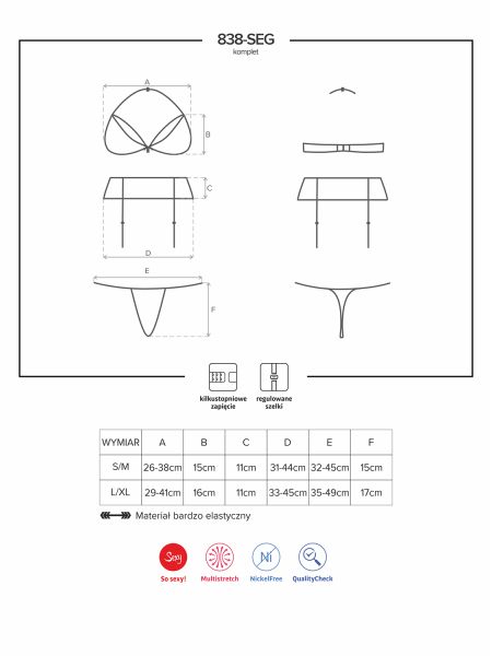 Czerwony komplet biustonosz stringi 838-seg-3 l/xl - 7