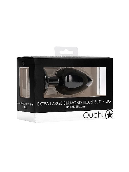 Diamond Heart Butt Plug - Extra Large - Black - 2