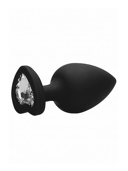 Diamond Heart Butt Plug - Extra Large - Black - 6