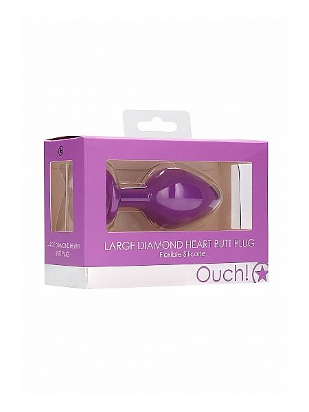 Diamond Heart Butt Plug - Large - Purple - 2