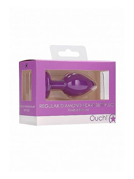 Diamond Heart Butt Plug - Regular - Purple - 2