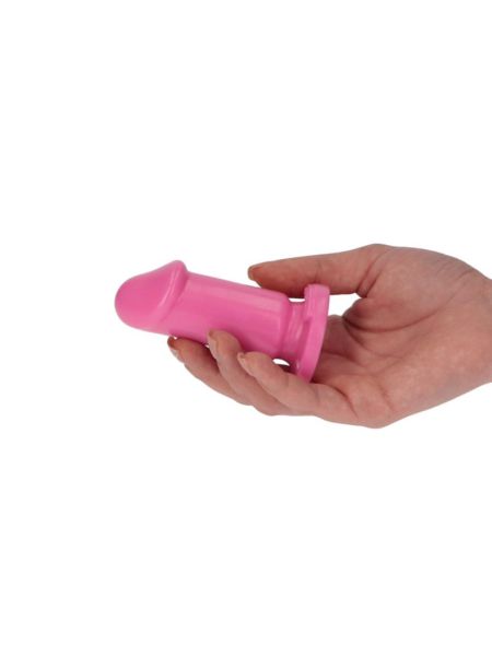 Różowe gumowe dildo gładkie z przyssawką 8 cm - 5