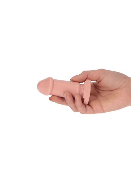 Cieliste gumowe dildo gładkie z przyssawką 8 cm - 5